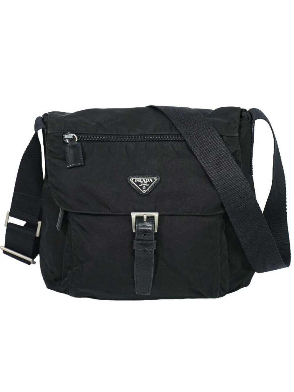 Prada Nylon Shoulder Bag Pochette Black